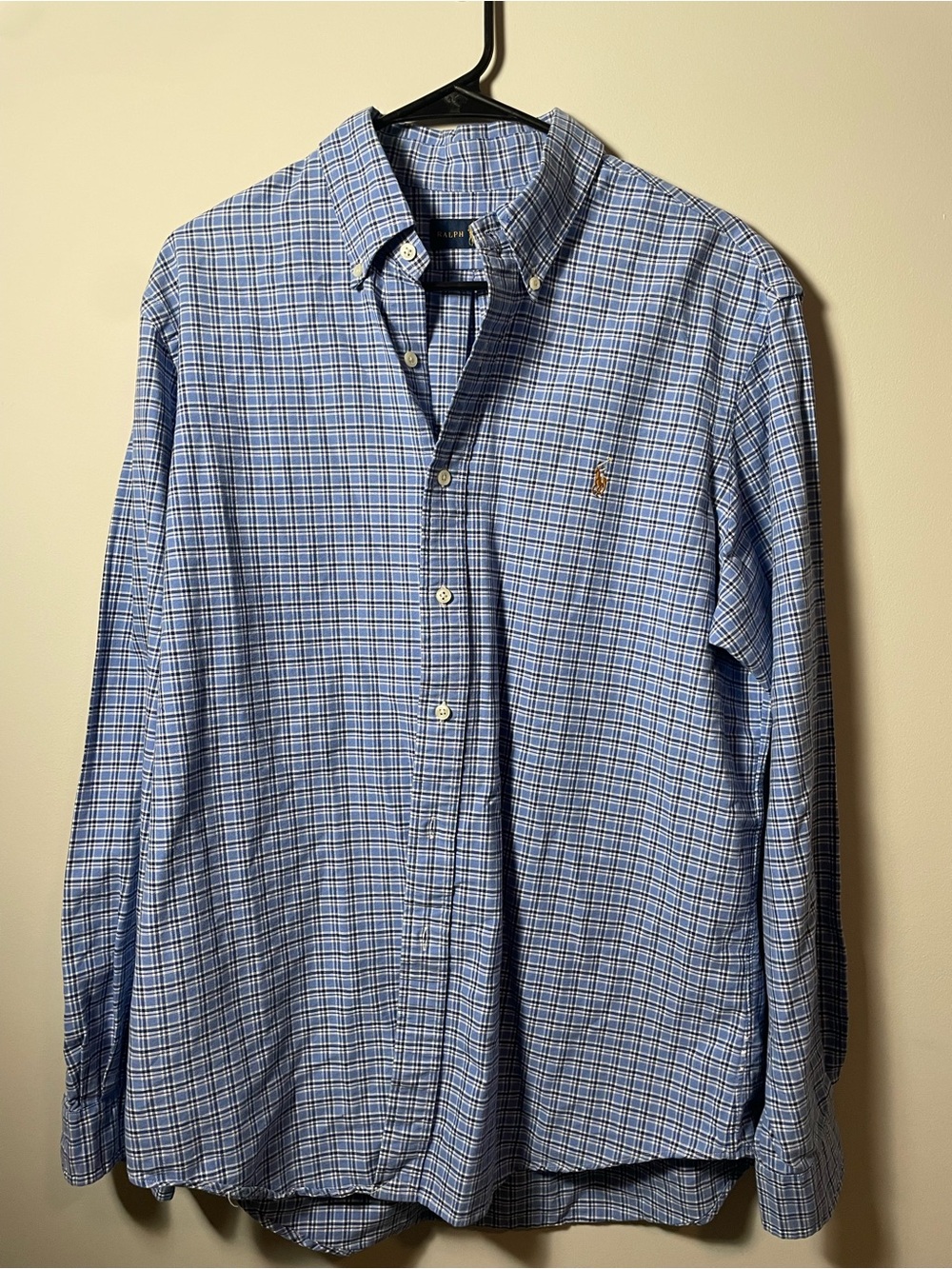 Men’s Large Ralph Lauren Blue Plaid Button-Down Shirt
